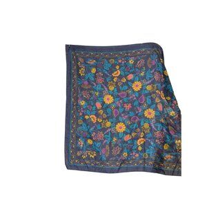 Floral Patterned Polyester Scarf With Vibrant Colors Made In Italy 43"x43" Squar